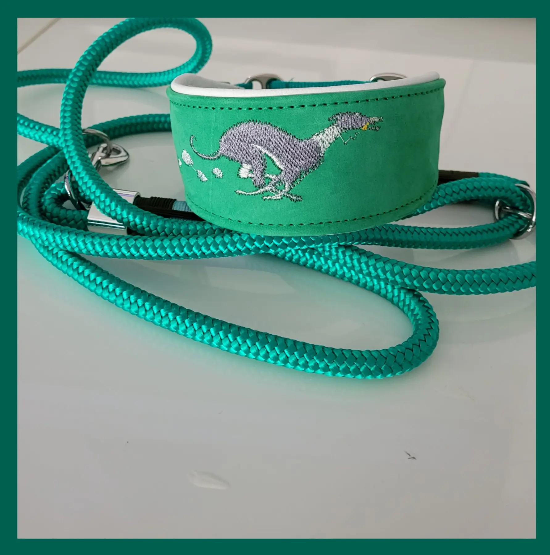 Leder halsbänd zugstopp